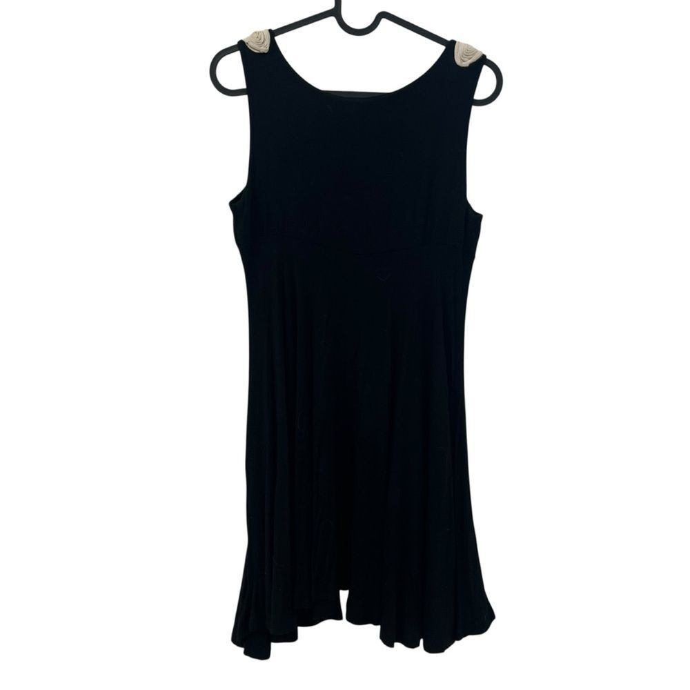 Twentyone Black Floral Embellished Mini Dress M Sleeveless USA Boho Eclectic - Picture 4 of 8